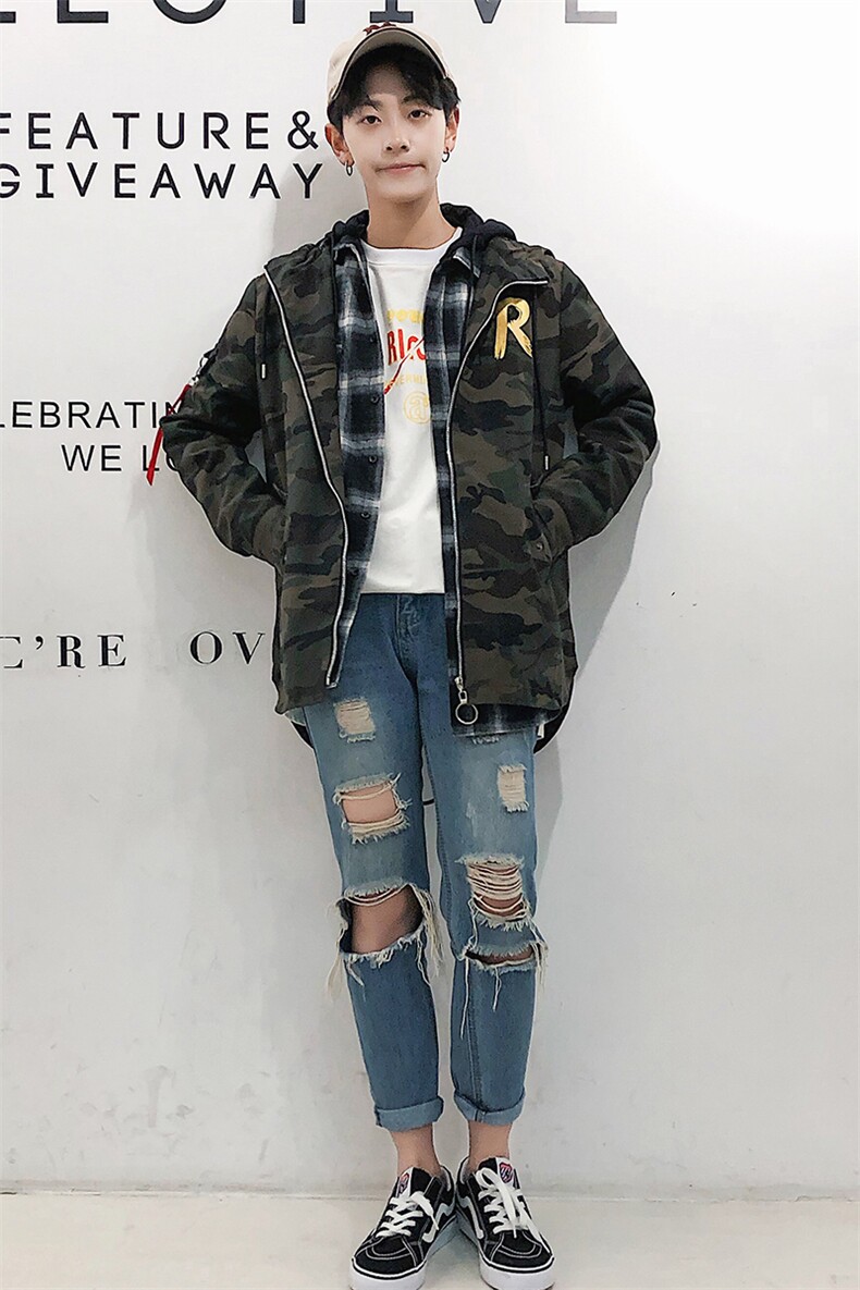 709F0120秋款情侣印花迷彩风衣中长款薄款连帽外套,男装风衣,星座709
