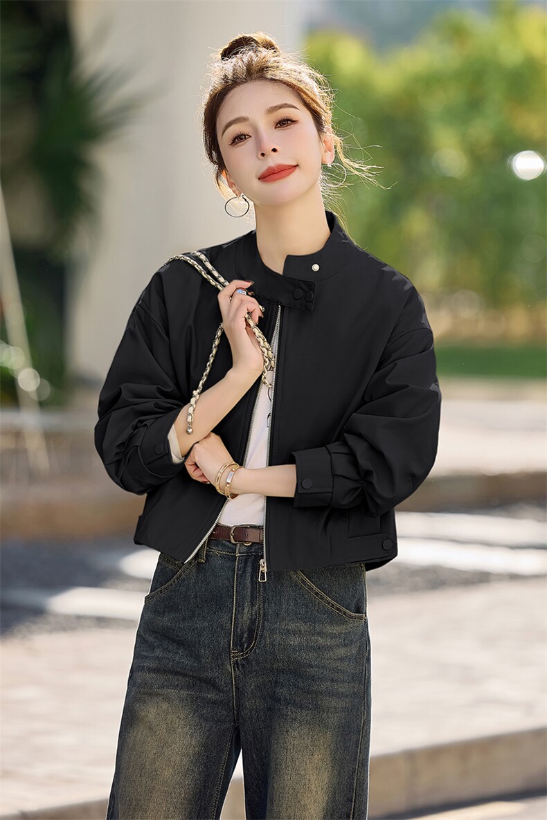 小个子立领风衣外套女短款2025春季新款宽松休闲流行百搭工装夹克,女装短外套,星宇服饰