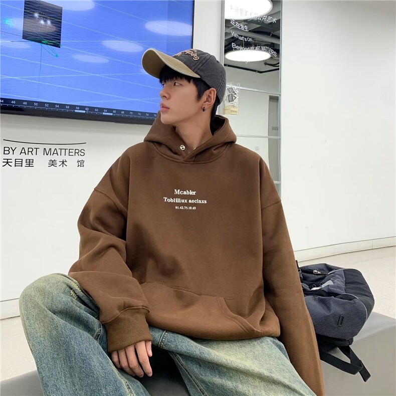 美式复古港味卫衣小个子高级感秋季超好看大码连帽外套男,男装卫衣,星座1013