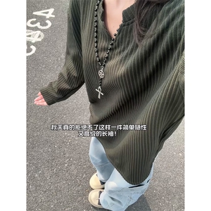 XZ809A/SYR48/特P24/控48    肌理感V领长袖T恤卫衣图片