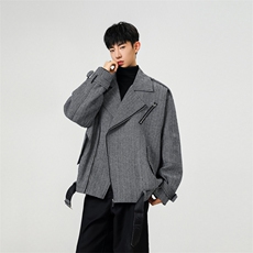 老钱风毛呢大衣男短款美式复古呢子外套秋冬潮牌宽松痞帅FY217，男装毛呢大衣，星座903-1