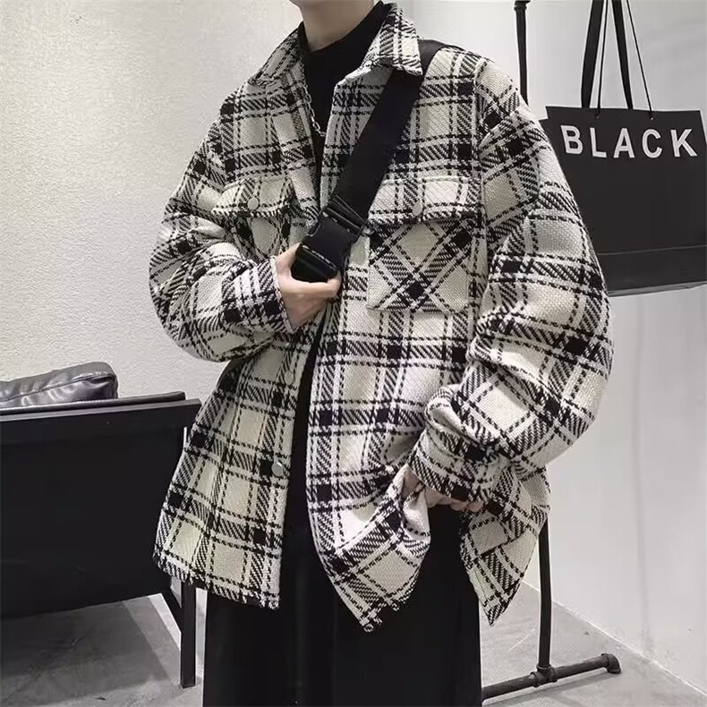 小香风衬衫男款潮牌宽松大码外套春秋季美式复古帅气休闲痞帅夹克,男装夹克,星座1210-1