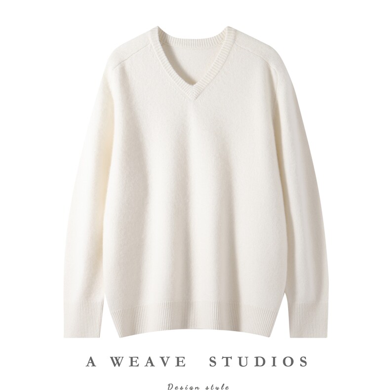 2025舒适百搭简约加厚V领马鞍肩羊绒衫，女装羊绒衫，朵暖羊绒