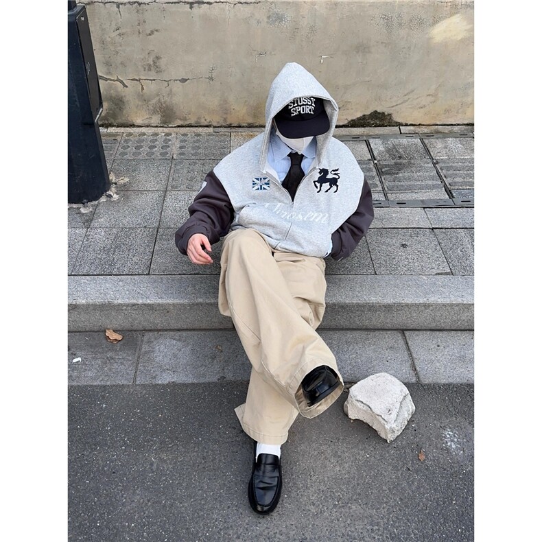 网图美式重磅刺绣百搭开衫外套男休闲百搭上衣 -CL032-P55图片