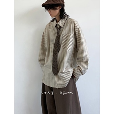 日系男女长袖衬衫宽松休闲条纹P43YC236，男装衬衫，星座1112-1