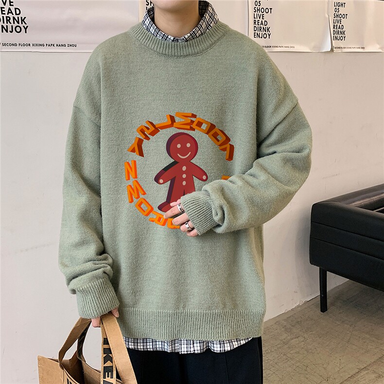 1港风圆领中性情侣潮流大码M-5XL印花加厚毛衣男7693P48加绒P55,男装针织衫/毛衣,星座226-2