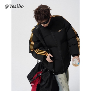 条纹立领棉服男冬设计感刺绣情侣面包服潮百搭棉衣外套TT1416P88