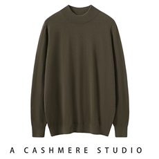 2025年秋季半高时尚百搭通勤简约休闲长袖，男装羊绒套衫，朝思纯山羊绒