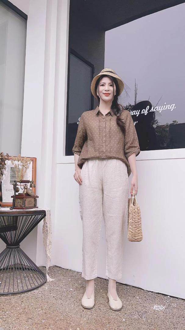 纯苎连衣裙小衫裤子裙子衬衣 时尚风 风淑女风休闲风，女装连衣裙，川哲
