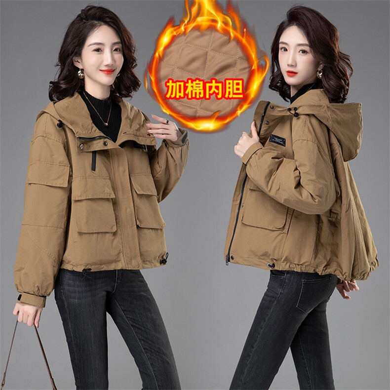 棉外套女派克冲锋衣连帽时尚口袋加棉棉服,女装棉衣/棉服,曼沙奕珂