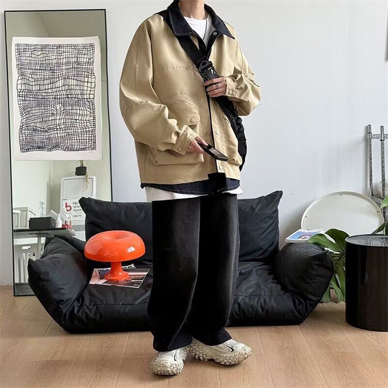 拼接牛仔假两件休闲百搭翻领外套高级感男宽松夹克WT252-p72,男装夹克,星座601-1