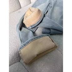 韩系微喇叭牛仔裤女冬季新款加厚绒百搭高腰弹力修身显瘦马蹄裤子，男装牛仔裤，星座1210-1