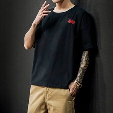 2021夏季新款日系风棉麻t恤男短袖五分袖夏季QT-6025T202-P25，男装T恤，星座311A