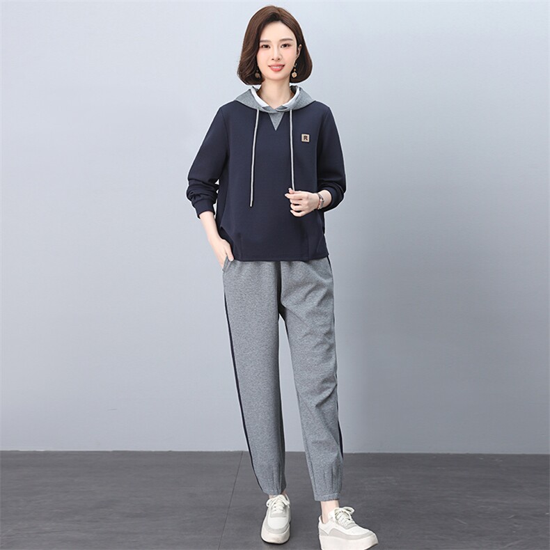 2026春秋季时尚简约大方气质优雅显瘦休闲潮流撞色套装,女装套装/套裙,独衣靓