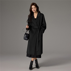 2025秋冬百搭时尚翻领长款大衣，女装双面呢大衣，荣图大衣