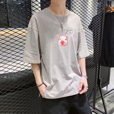 男士短袖t恤上衣服夏季新款潮流印花五分半袖打底衫恤DS372T，男装T恤，电商A102