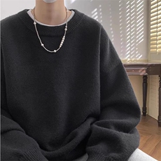 重磅秋冬男女纯色打底针织衫圆领套头半高领毛衣美式复古休闲上衣，男装T恤，电商A486