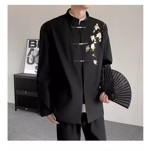 1506/QW760/P64春秋新中式重工刺绣玉兰花中山装痞帅高级感西服潮图片