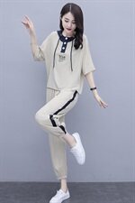 冰丝休闲运动套装夏装2025新款女装气质时髦显瘦洋气阔腿裤两件套，女装套装/套裙，芷墨服饰