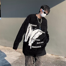 潮牌美式复古仿水貂毛蝴蝶毛衣男秋冬慵懒风针织衫MY257-P55，男装针织衫/毛衣，星座1109-3