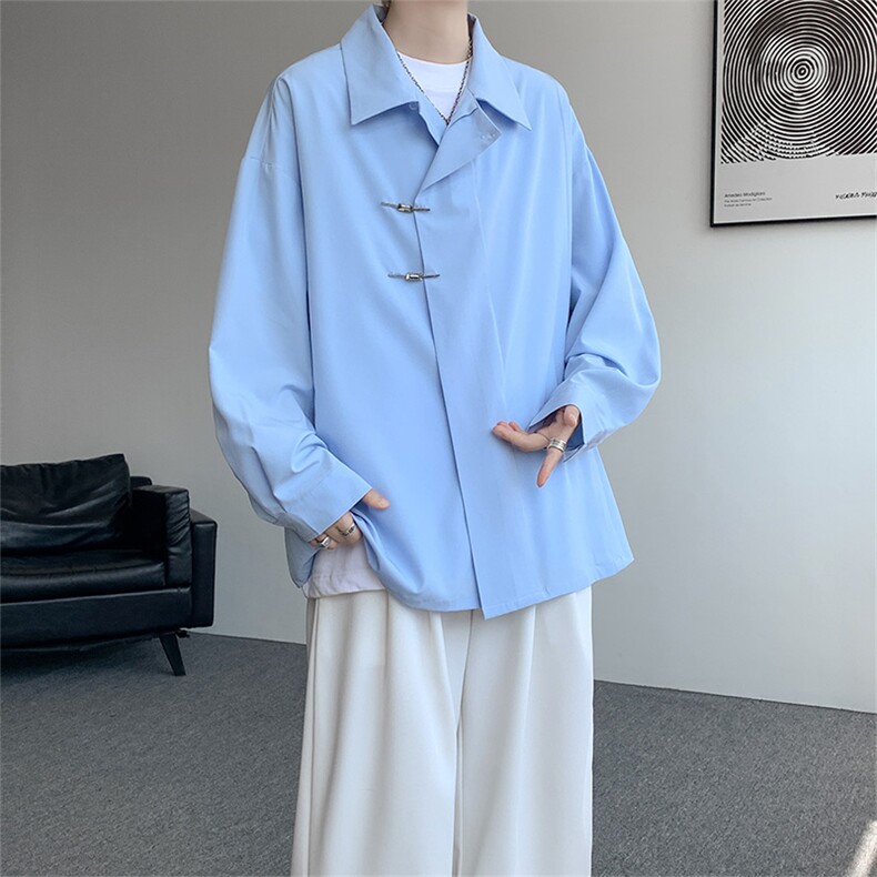 CS1153-特P40  控78 秋季新款垂感佳新中式衬衫宽松衬衣大码男图片