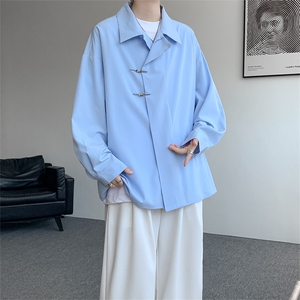 CS1153-特P40  控78 秋季新款垂感佳新中式衬衫宽松衬衣大码男图片