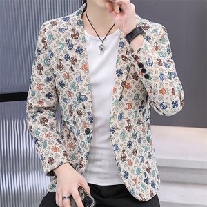 507A-X013-P75 2025春夏时尚青年帅气碎花小西装外套图片