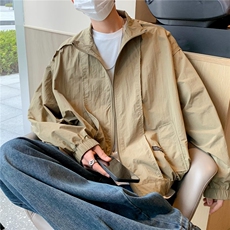 夏季薄款男防晒服透气宽松港风工装外套韩版潮休闲上衣W4852-P40，男装防晒衣，星座412-3