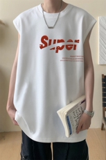 2025新款重磅高品质纯棉无袖坎肩背心super英文印花BX6171-特P18，男装背心/马甲，星座508（原C305）