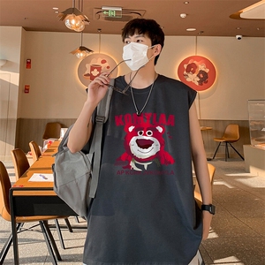 草莓熊直播抖音得物品质纯棉250克无袖背心T恤T531P28控39图片