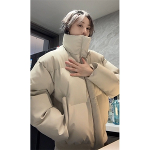 冬季立领加厚韩版棉袄PU皮棉衣男宽松保暖情侣美式潮MF3667-特P85图片