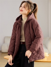 2025女装秋冬棉质连帽棉衣外套短款加厚保暖棉袄，女装棉衣/棉服，独衣靓