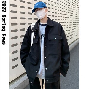 现货款！2025春季新款外套 韩版宽松翻领呢料夹克 JK201P118控138，男装夹克，星座517A-1