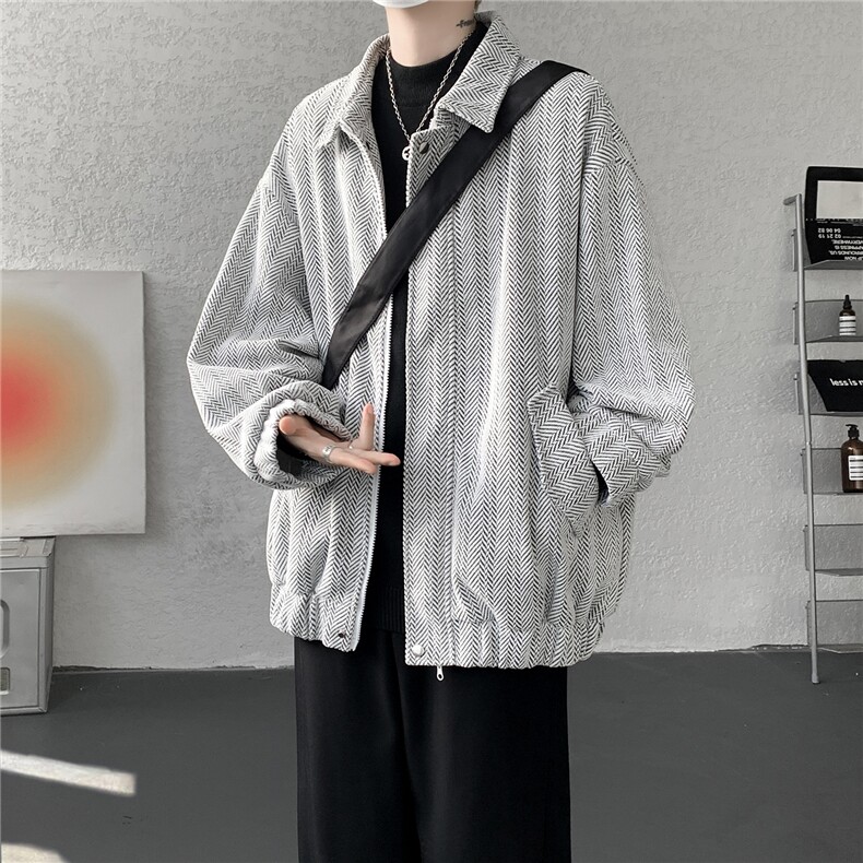 现货JK1166-特批60控98美式翻领夹克大码痞帅老钱风上衣外套,男装夹克,电商A059