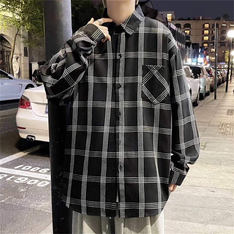 长袖格子衬衫男港风潮流CG034P30,男装衬衫,星座1116-2
