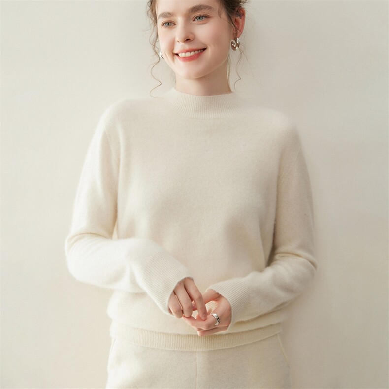 2025年秋季新款百搭女士长袖半高领羊绒衫，女装羊绒衫，纳丰羊绒