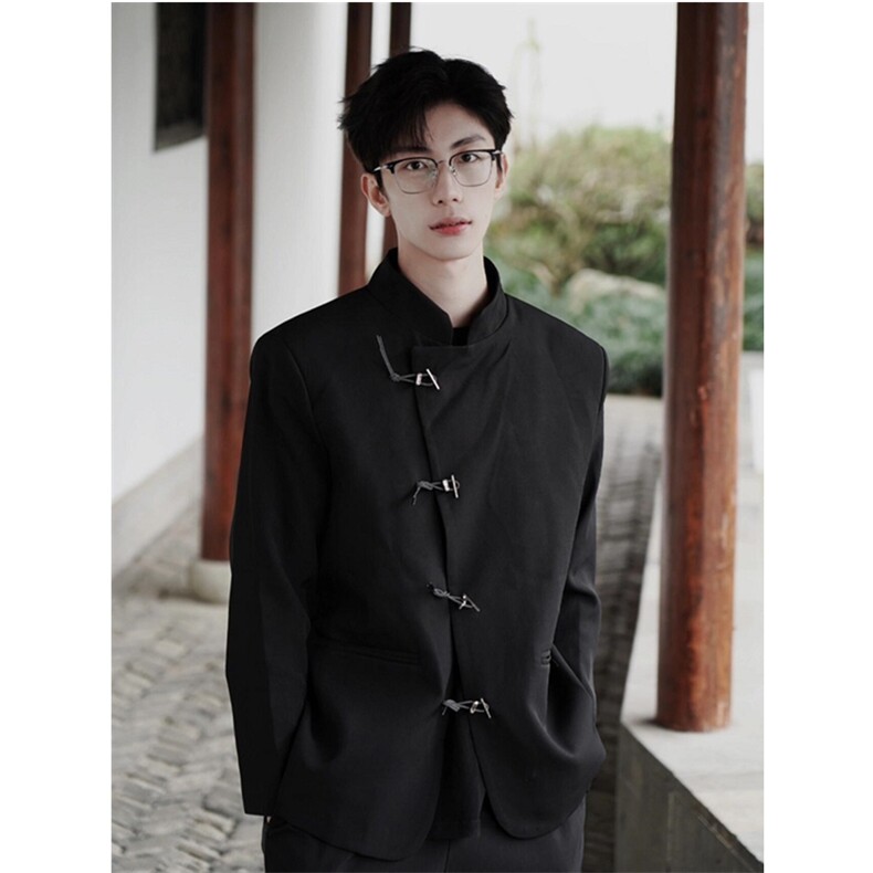 新中式西装外套男设计感风西服高级感立领上衣垫肩XF214，男装西服，星座1116A（原606A-3）