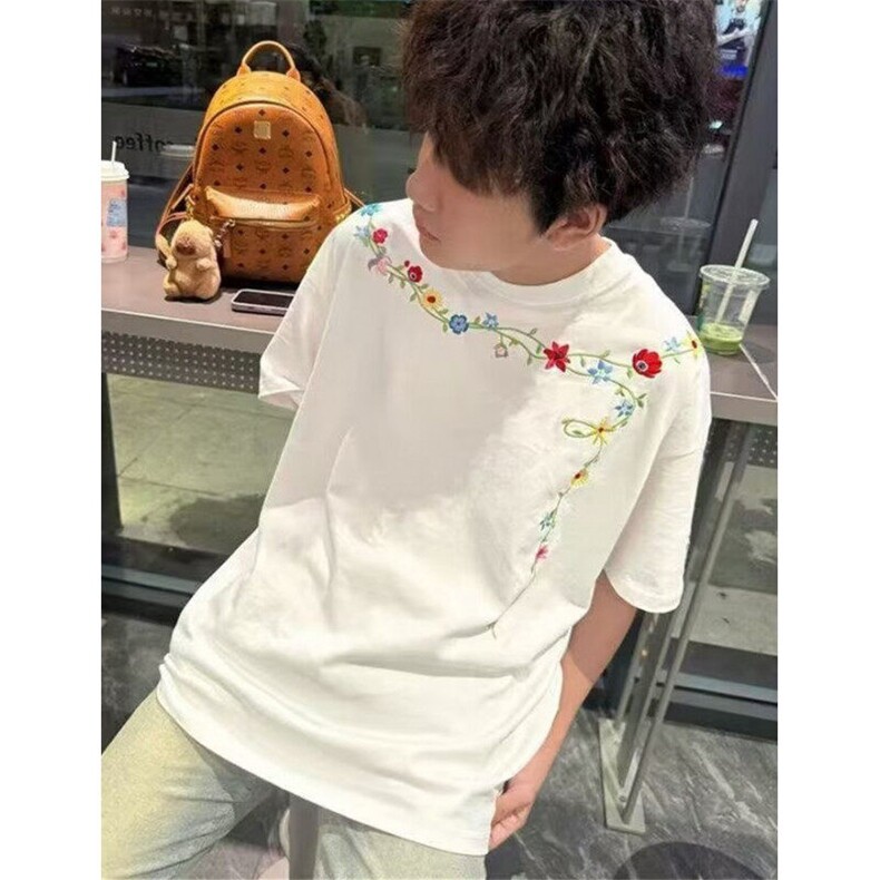 潮牌高街刺绣藤蔓情侣短袖T恤男女夏季新款宽松半袖上衣TB119,男装T恤,星座1116A（原606A-3）