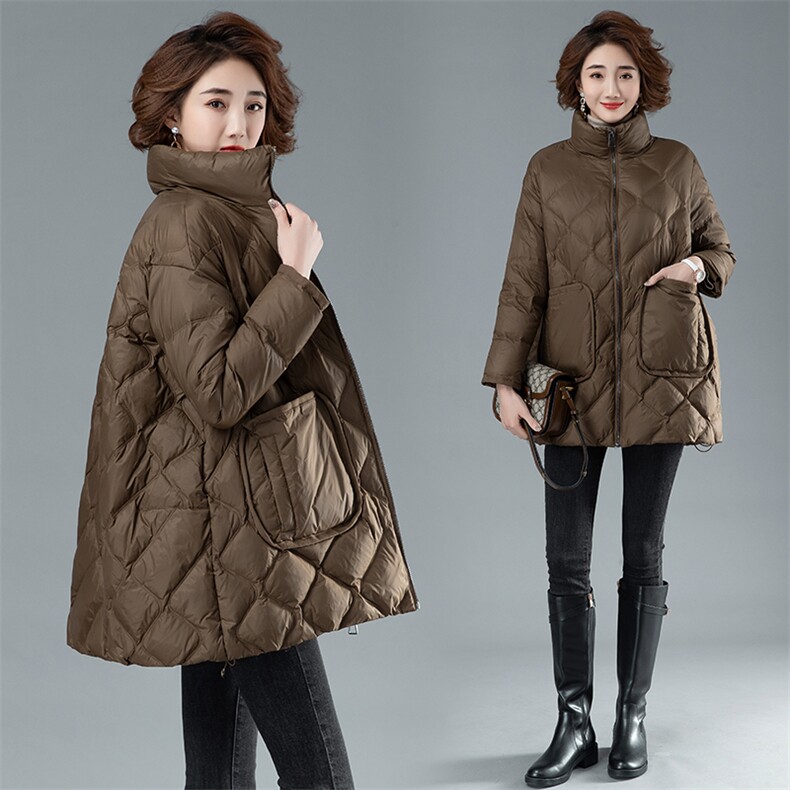 2024冬新品中长款羽绒服90白鸭绒图片