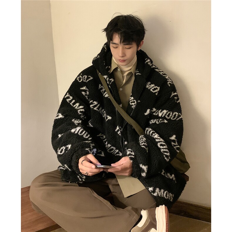 1港风定制LOGO羊羔毛棉衣大码M-5XL连帽棉衣外套男78710P105控148,男装棉衣,星座226-2