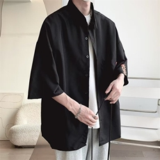 日系条纹短袖衬衫男夏季cityboy休闲百搭翻领衬衣潮牌薄款外套潮，男装T恤，星座1210-1