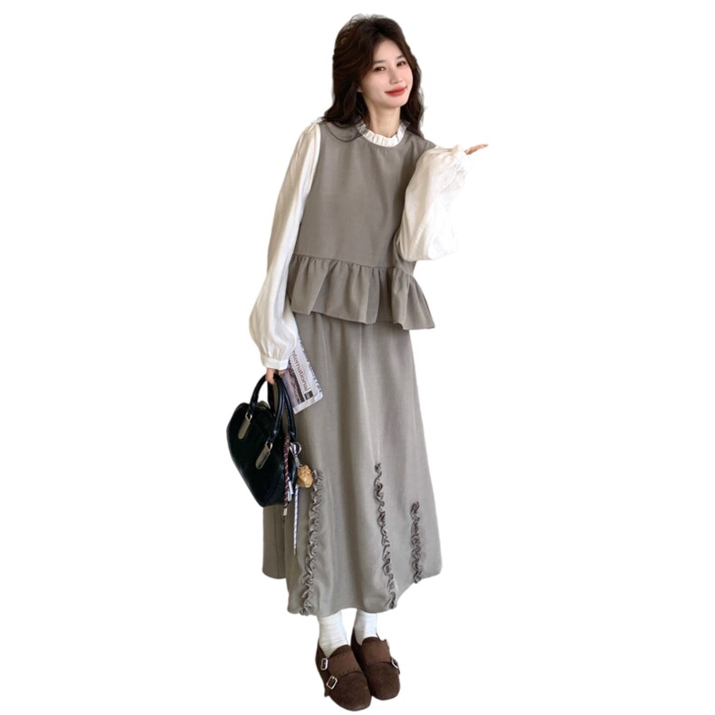 上新有货法式木耳边套装裙5514P165K248,女装套装/套裙,2C176