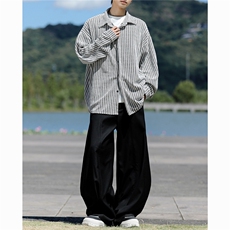 8XL-M鱼骨纹小香风衬衫男生春秋衬衣宽松慵懒垂感外套CS29009P45，男装衬衫，电商B312
