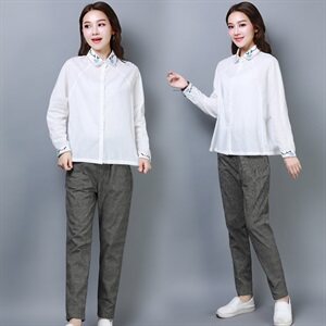 修身百搭优雅休闲长袖套装/套裙2021年夏季潮流简约个性显瘦图片