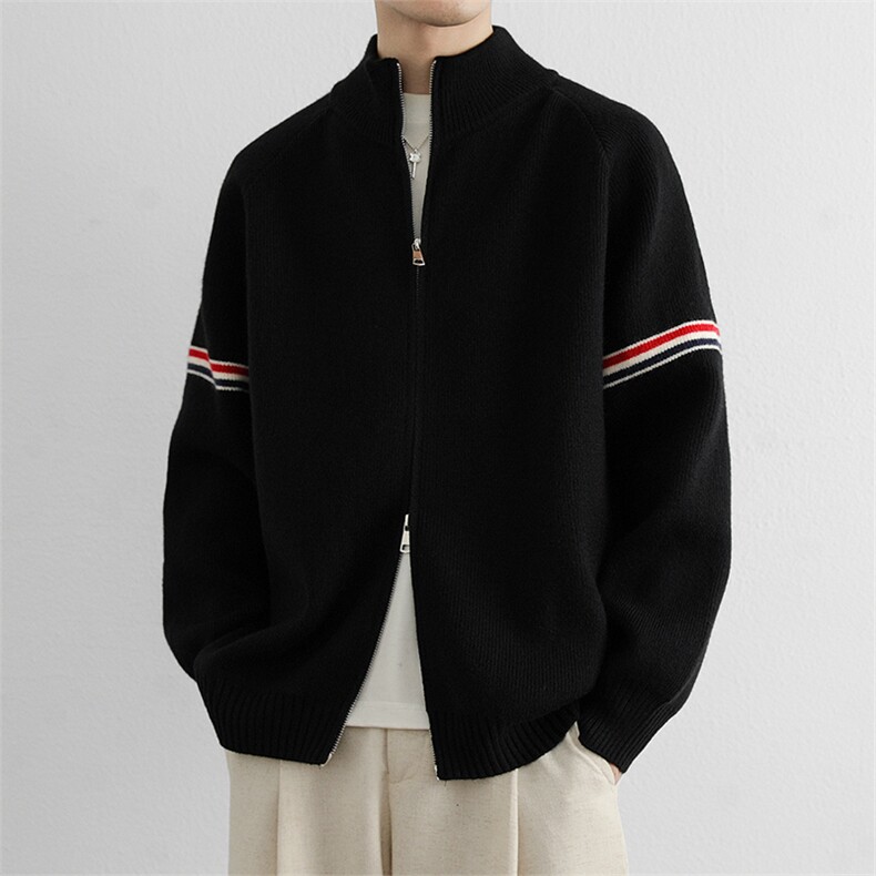 针织开衫潮流男士外套春秋2025新款立领休闲宽松韩版拼色休闲毛衣，男装针织衫/毛衣，星座914