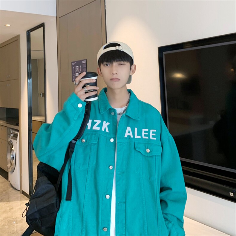 水洗牛仔外套男宽松街头复古休闲oversize情侣装夹克JK0339-P65,男装夹克,星座308B-1