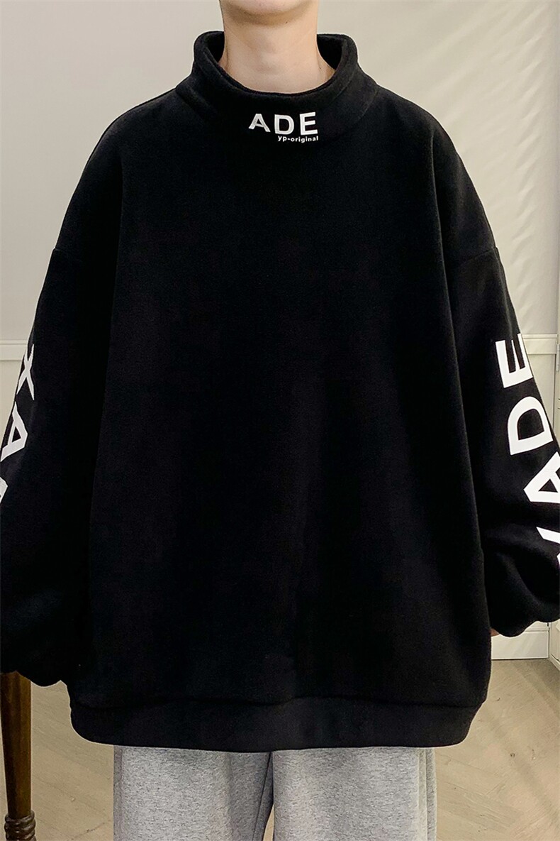 半高领卫衣男春秋季潮牌字母印花宽松长袖t恤打底衫A436-D06-P42,男装卫衣,电商A436