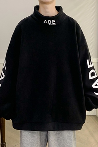 半高领卫衣男春秋季潮牌字母印花宽松长袖t恤打底衫 A436-D06-P42图片