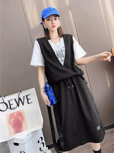 【现货】夏季新款短袖卫衣假两件套装，女装卫衣/绒衫，名依人