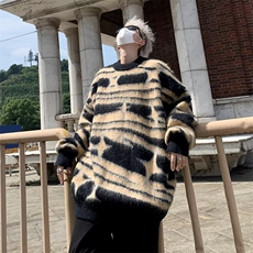 冬季美式潮牌软糯毛衣撞色慵懒风长袖圆领宽松休闲MZ71-P60，男装针织衫/毛衣，星座1109-3